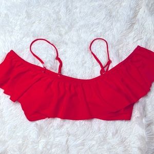 Raisins Ruffle Orange Bikini Swimsuit Top Size Large